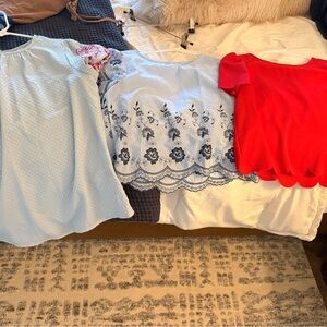 3 for the price of one: Red and Blue Blouses with Floral Details